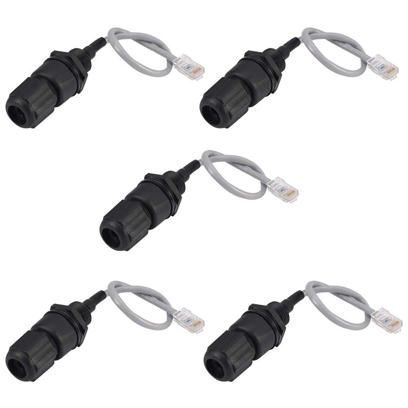 ANMBEST 5PCS M25 RJ45 Waterproof Cat5/5e/6 8P8C Connector IP67 Ethernet LAN Cable Connector Double Head with Shield Cat5E Network Cable Outdoor LAN Coupler Adapter Male to Female - Image 1